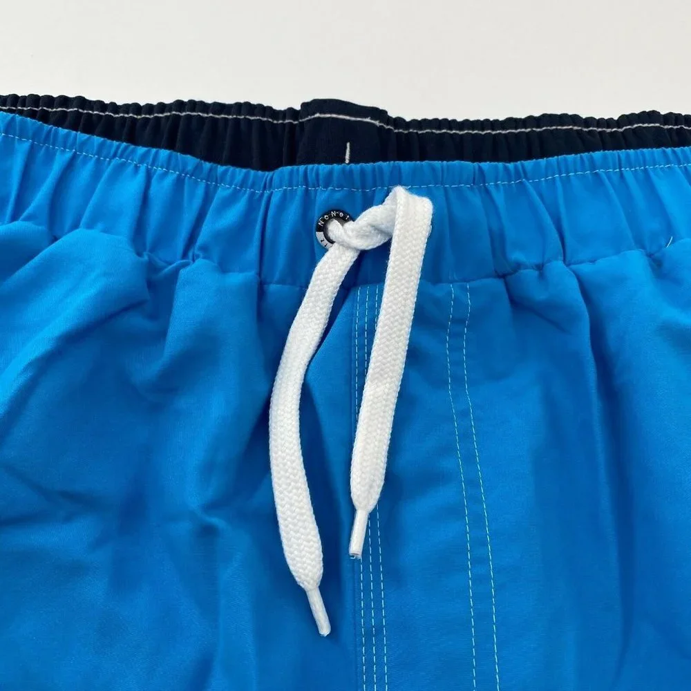 NoNetz Men's Brian Swim Shorts Trunk Turquoise Blue/Pink Stripe UPF 50+ Size 2X